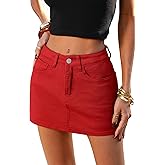 ELLEVEN High Stretchy Mini Skort Skirt for Women,Low Waist Denim Skort Shorts with Pockets