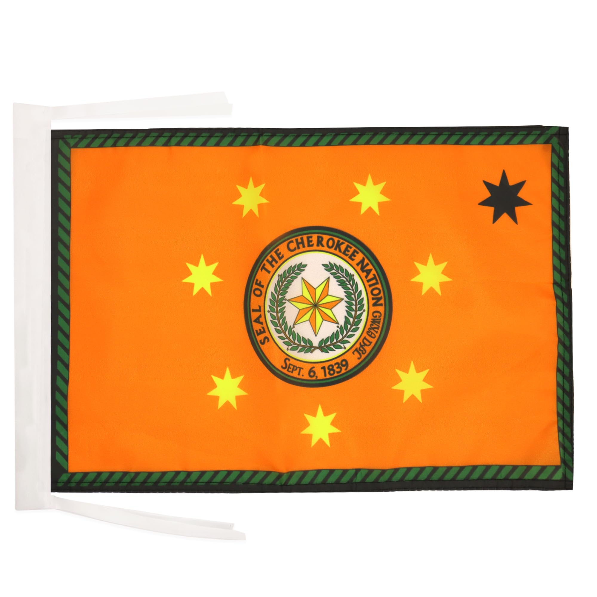AZ FLAG - Cherokee Indians Flag - 18'' x 12'' - 100% Polyester Native American tribe Small Banner with Two Cords - Fade Resistant - Vivid Colors - 18x12 in - 45x30 Cm โ image 1