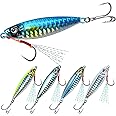TRUSCEND Valuable Fishing Jigs of Captain's Favorite, Shiny Saltwater Spoons Perfect for Jigging, Slow Pitch Jig Catch More Fish, Durable and Well-Made Bass Salmon Tuna Fishing Lures with Sharp Hook