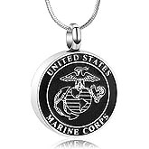 Minicremation Cremation Jewelry for Ashes UNITED STATES Army/Air Force/Navy/Firefighter Memorial Urn Necklace for Ashes Keepsake Pendant for Women Men