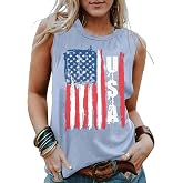 MYHALF USA Flag Tank Tops for Women Stars Stripes T Shirt Sleeveless Patriotic Graphic Tees 4th of July Vest Tops Summer Tees