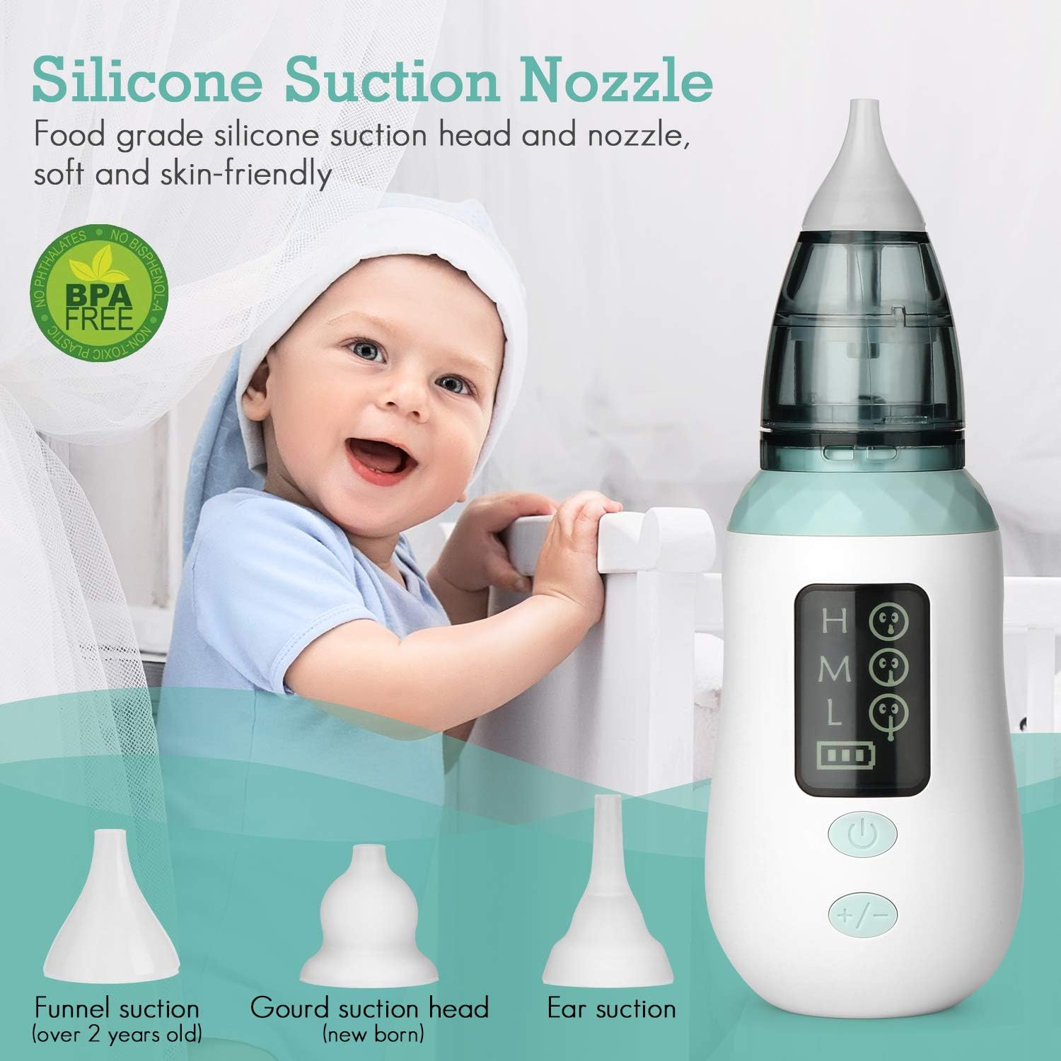 Mouche Bebe Electrique Wadeo Aspirateur Nez Bebe Electrique Avec Charge Usb Nettoyage De La Cavite Nasale 3 Niveaux Daspiration Avec 3 Pointes Pour Nourrissons Et Tout Petits Mouche Bebe Soin Du Nez Et Des