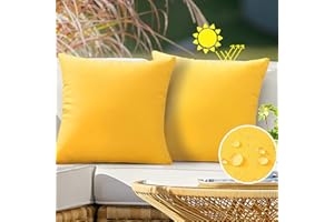 VAKADO Yellow Outdoor Waterproof Throw Pillow Covers Decorative Turquoise Outside Patio Furniture Cushion Cases Decor for Garden Bench Porch Couch Tent Sunbrella 18x18 Pack of 2