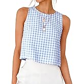 IDEALSANXUN Womens Gingham Crop Tank Tops 2026 Spring Summer Sleeveless Vest Top