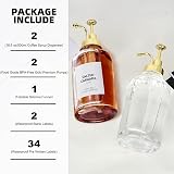 Sunal 2x 16.9oz Glass Coffee Syrup Dispenser Set Gold Pump 36 Labels view 2