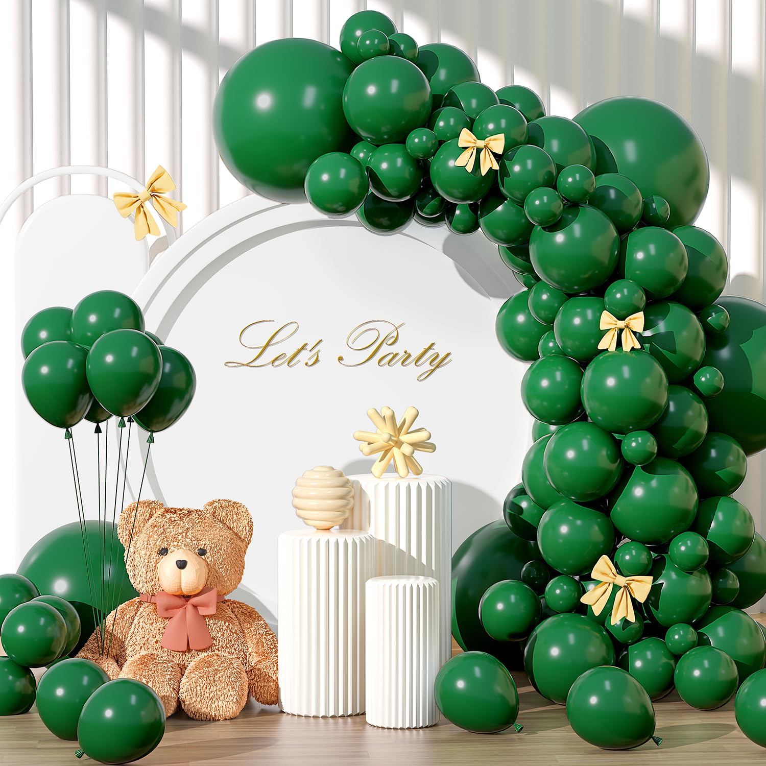 Photo 1 of 135pcs Dark Green Balloons Different Sizes 18" 12" 10" 5" Green Latex Balloon Garland Arch Kit for Birthday Baby Shower Wedding Anniversary Graduation Party Decorations (33-Dark Green)