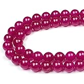 MJDCB Natural Rose Red Jade Round Loose Beads for Jewelry Making DIY Bracelet Necklac (4mm)