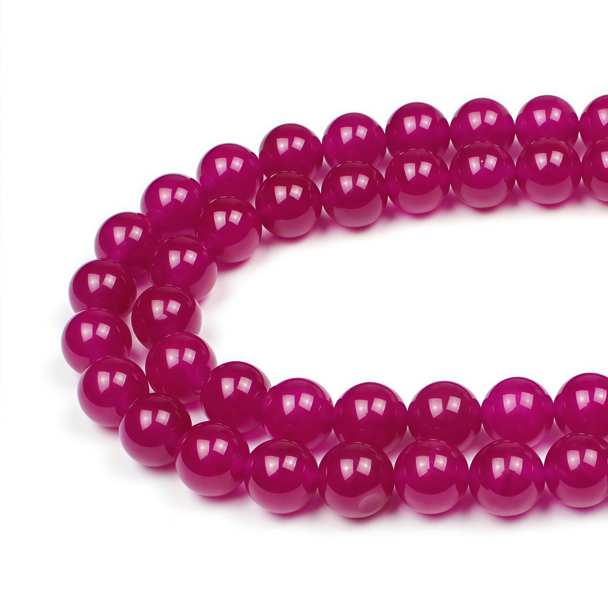 MJDCB Round Stone Beads 10mm Rose Red Agate Loose Gemstone Beads for Jewelry Making Bracelet Necklace 35pcs