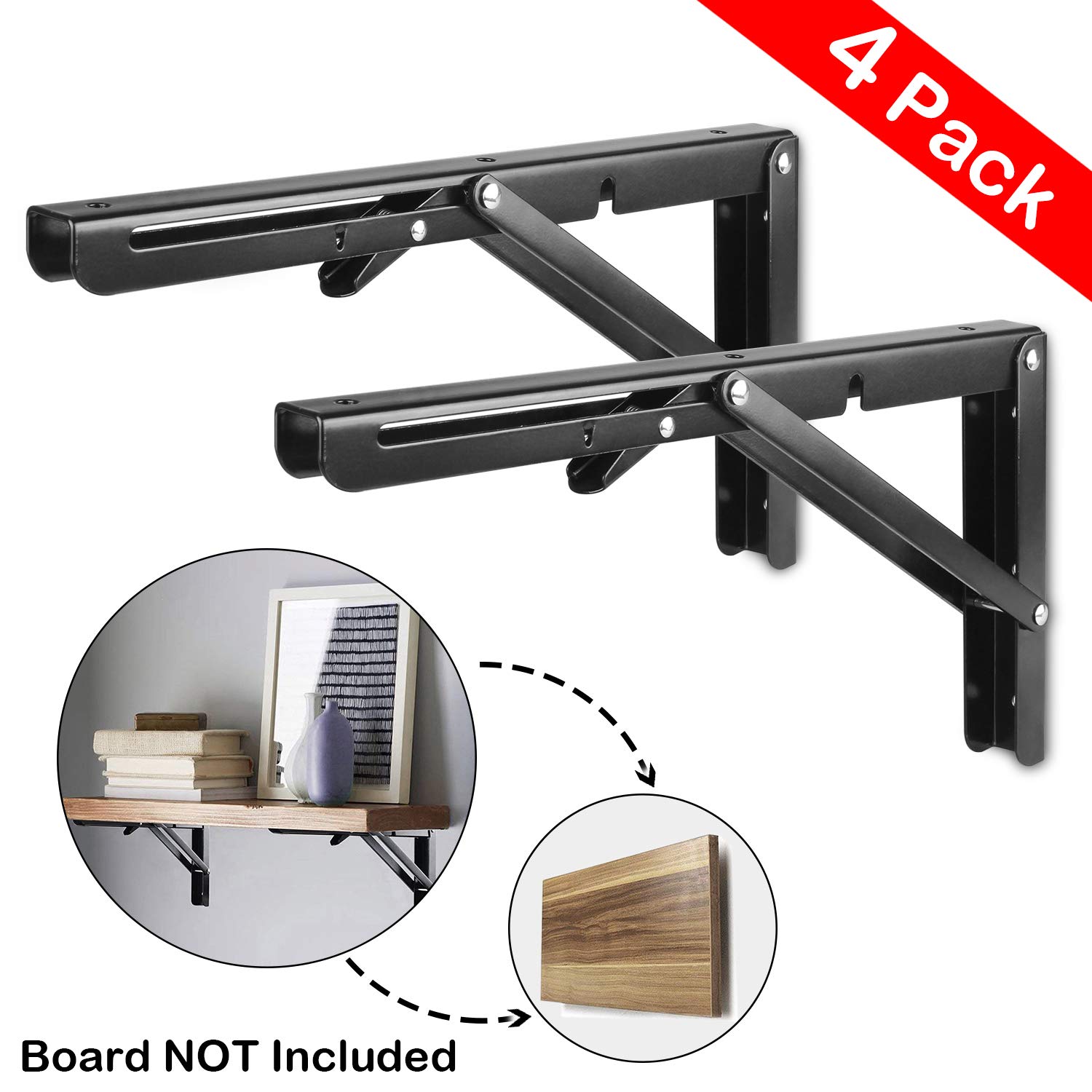 Buy CBTONE 4 Pack 12 inch Folding Shelf Brackets Black Folding Wall