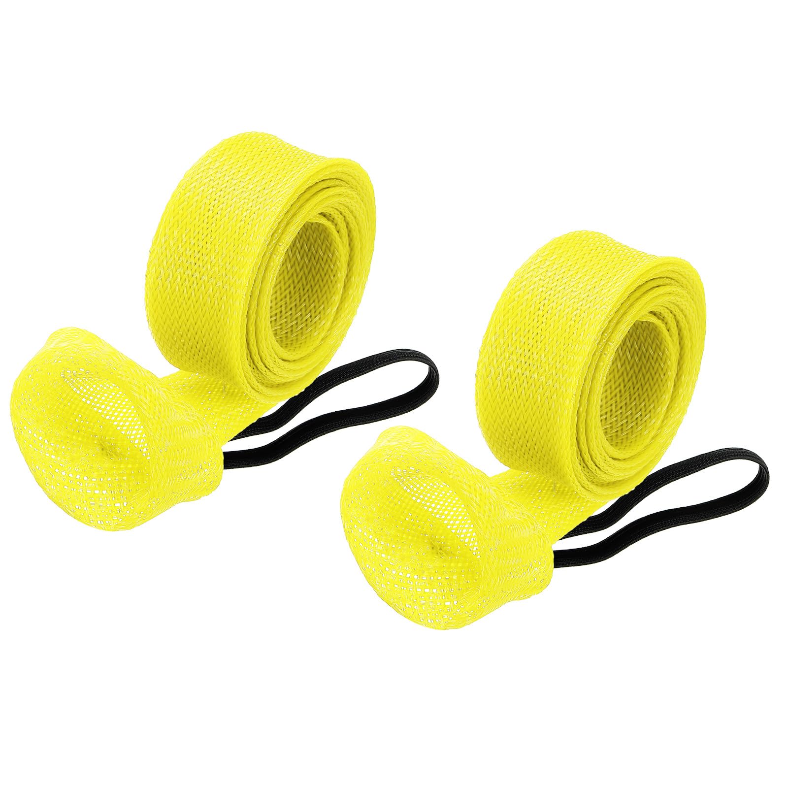 PATIKIL 67 Inch Rod Sock, 2 Pcs Fishing Rod Sleeve Cover Braided Mesh Pole Protector Gloves Fishing Tools Flat End for Spinning Fishing Rod Fly Rod Ice Rod Casting Rod, Yellow