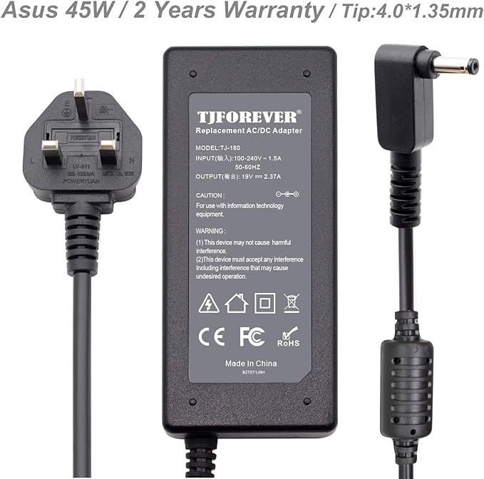 TJFOREVER 19V 2.37A 45W Laptop Charger for Asus x553m Amazon.co.uk