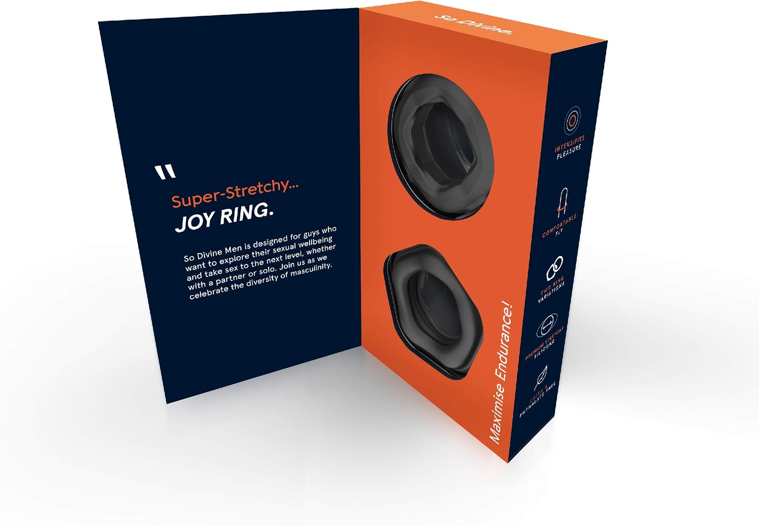 So Divine Men Classic Joy Rings 2 Pack, Soft Stretchy Silicone Stamina Rings, Black - Image 5