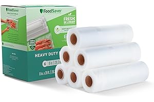 FoodSaver Heavy-Duty Vacuum Seal 8 x 20' Roll, 6-Pack, Ideal for Food Storage and Sous Vide Cooking