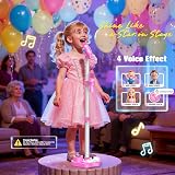 Dislocati LED Stand Karaoke Machine 2 Microphones Bluetooth Kids Gift 3-12 view 3