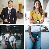 NiceLand 2-Sided PU Leather ID Badge Holder with Lanyard & Reel - Black view 7