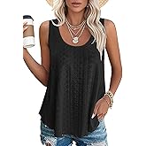 VUTRU Women's Sleeveless Eyelet Square Neck Tank Top