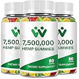 3 Packs Organic Hemp Gummies 7,500,000 High Strength - High Potency Hemp Oil Infused Gummies - Natural Hemp Candy Supplements