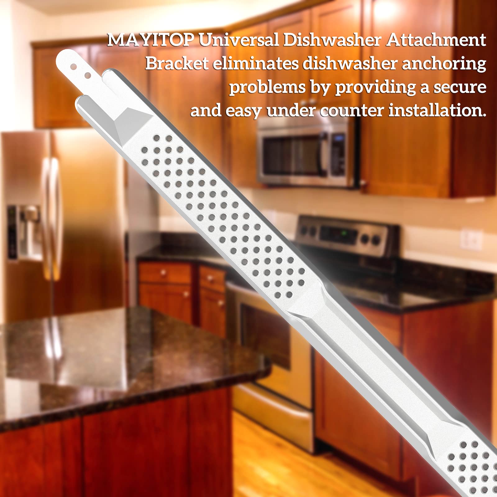 MAYITOP 24 Inch Dishwasher Granite Mounting Brackets & Kits - Upgrade Your Install for Whirl-pool W10426979 & Granite Countertops - Easy & Secure
