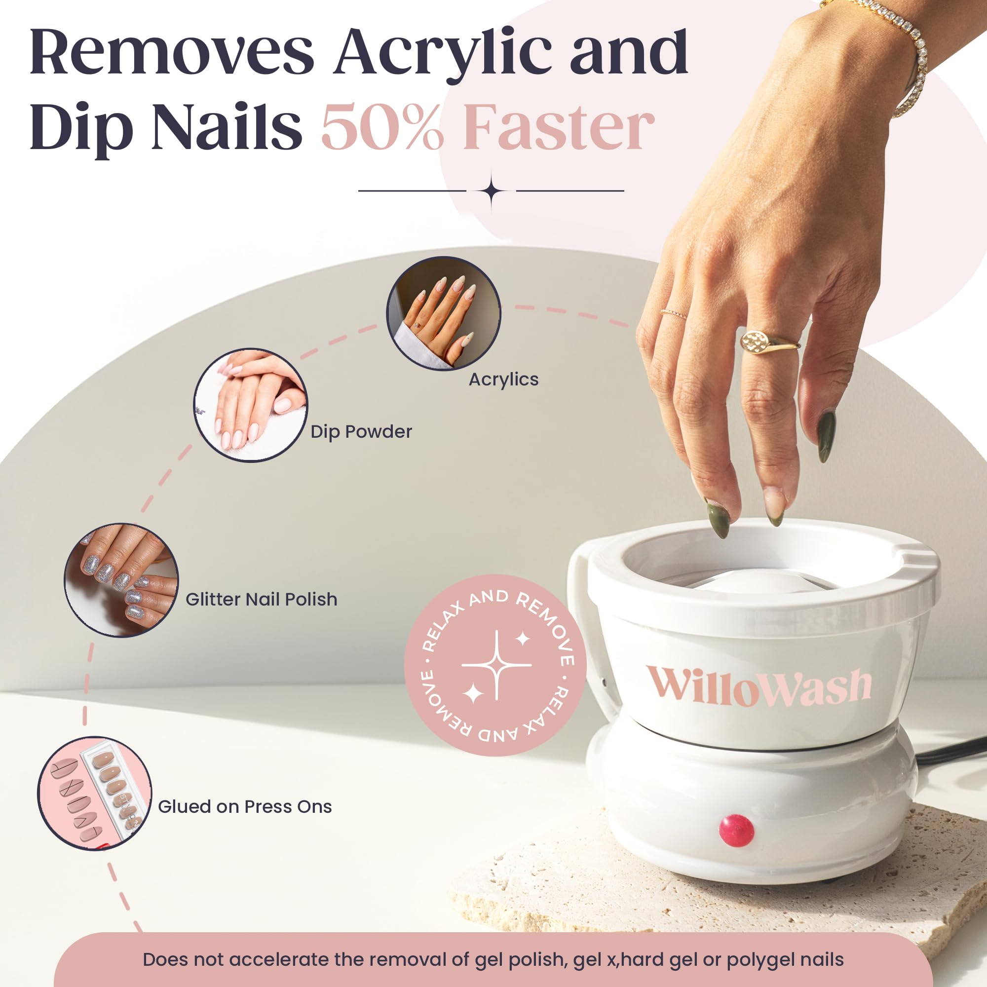Willowash Electric Nail Soaking Bowl, Acetone-Proof Acrylic Remover Kit, Dip Powder Remover for Home Use, Heats for 50% Faster Removal - Image 3