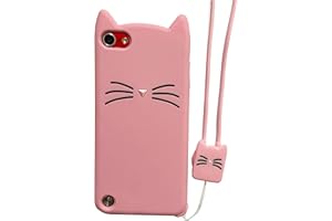 Case Town Compatible with iPod Touch 7 Case, iPod Touch 5,6 Case, Cute 3D Pink Meow Party Cat Kitty Kids Girls Lady Cases Soft Case with Strap Skin for Apple iPod Touch 5,6th and iPod Touch 7