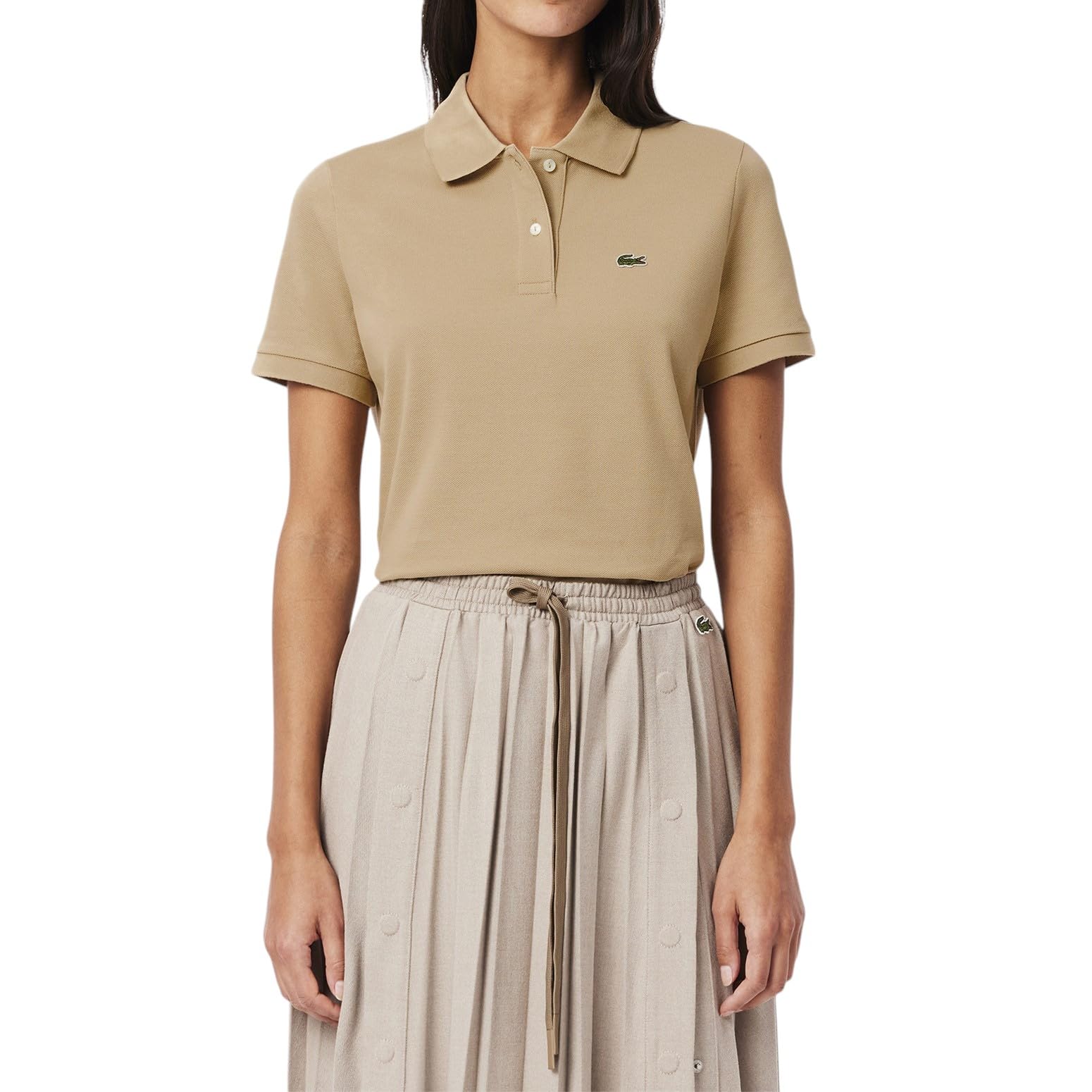 Lacoste Women’s Regular Fit Soft Cotton Petit Pique Polo Shirt, Viennese Beige, 4
