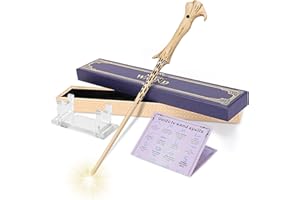 EnrichFun Light Up Wizard Magic Wand Rechargeable Illuminating Witch Wands for Kids Collection Cosplay Halloween, with Acrylic Stand, (Sinister)