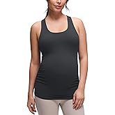 CRZ YOGA Butterluxe Maternity Racerback Tank Tops - Ruched Sleeveless Womens Pregnancy Yoga Workout Shirt with Built in Bra