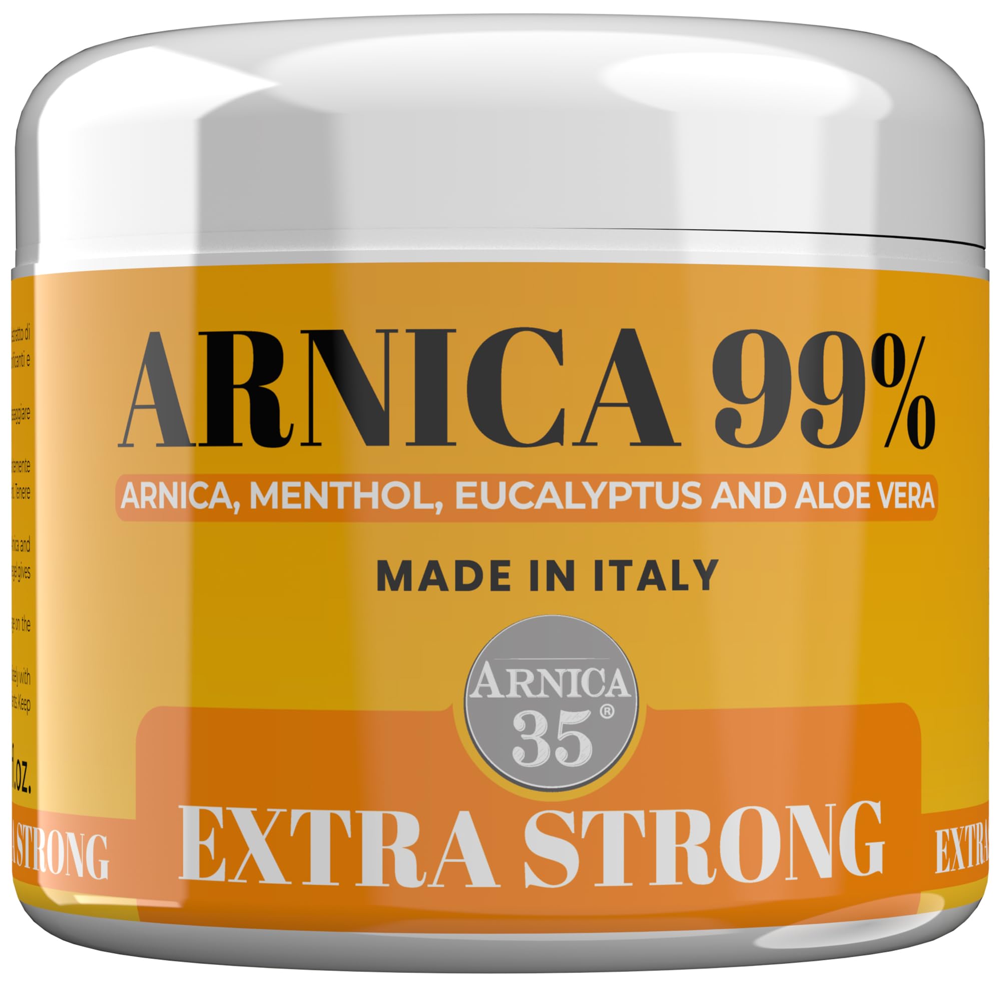 Arnica 35 – Arnica Gel Extra Strong 99%, Refreshing Effect, 500 ml, Intense effect for Relief to Muscles, Joints, Neck and Back, Massage Cream Gel with Menthol, Eucalyptus and Aloe Vera, Made in Italy