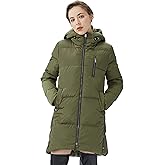 Orolay Women's Stylish Down Hooded Jacket with Two-Way Zipper Winter Down Coat Puffer Jacket A-line Coat