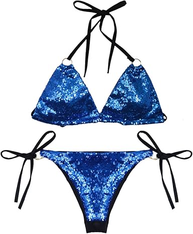Maillot de bain bleu paillette Clearance