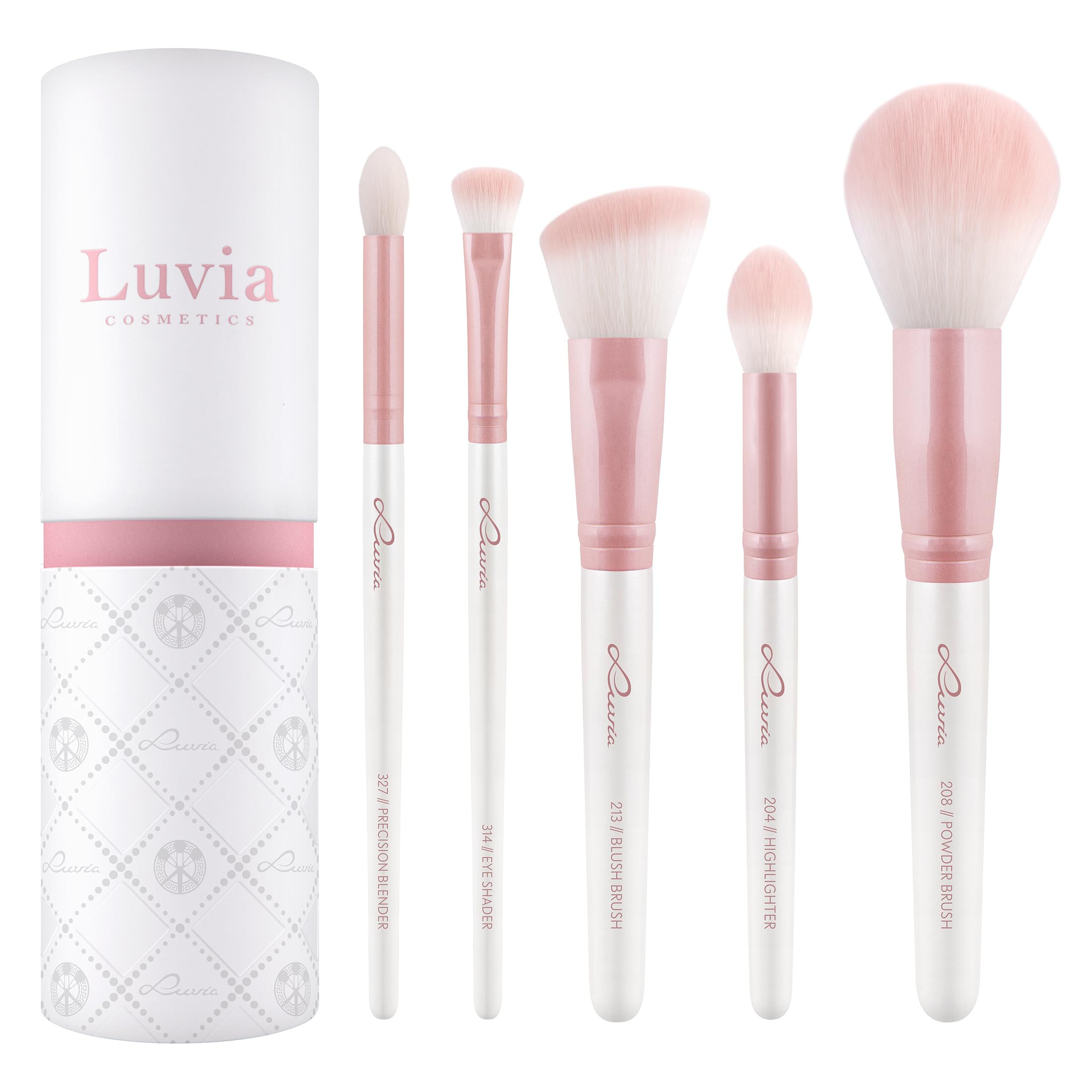 Luvia Make-Up Brush Set, Daily Essentials Brush Set, Powder and Eye Brush in Set, 5 Vegan Cosmetic Brushes