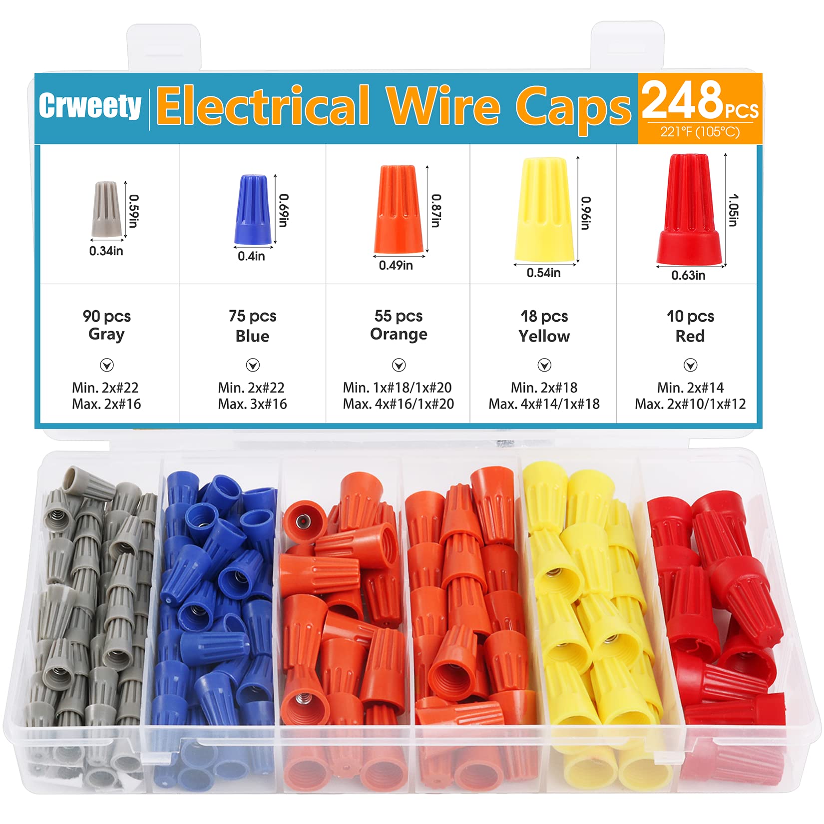Crweety 248 Pcs Wire Connectors Electrical