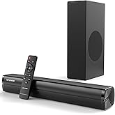 Nylavee Sound Bar - Hi-Fi Stereo Soundbar with Subwoofer, 80w Peak Power, Deep Bass Boost, 16-inch Small Bluetooth Sound Bar with HDMI-ARC, Coaxial, AUX Connection for TV, Computer, Projector