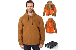 Heated Jackets for Men with 12V 18400mAh Battery Pack Included, Mens Heated Jacket Hooded Coat for Outdoor