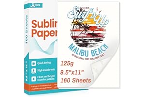 Dynta Sublimation Paper 8.5x11 Inch 125G 160 Sheets Heat Transfer Papers for Any Inkjet Printer with Sublimation Ink for Tumblers,Polyester T-shirts,Light Fabric Mugs White Blank Paper