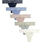 Lucky Brand Women's Underwear - 5 Pack Microfiber Stretch Lace Thong Panties (S-XL)