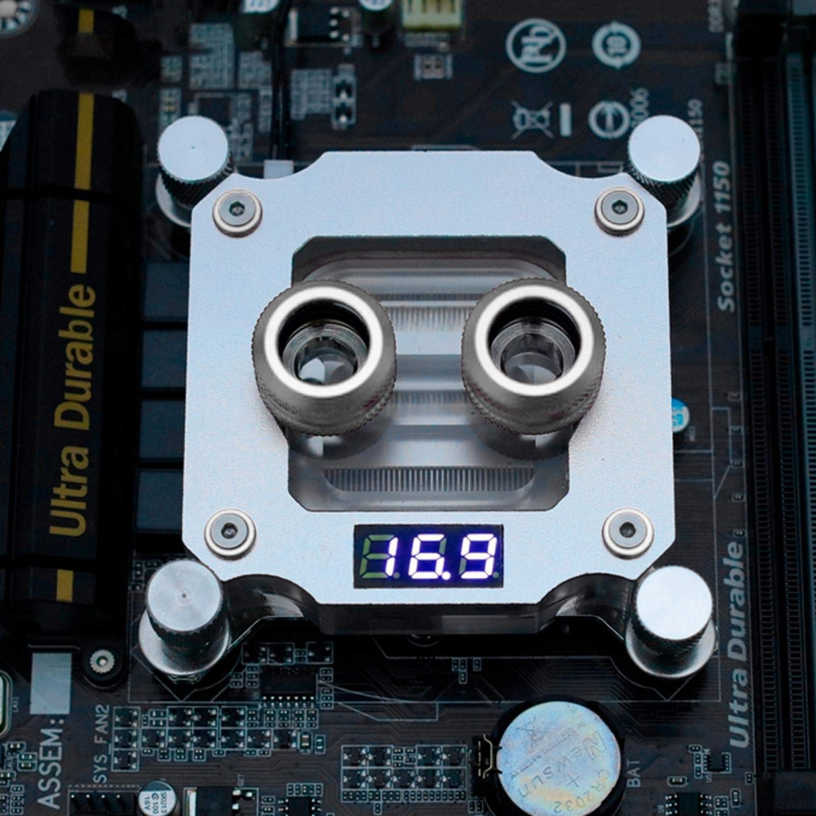 Computer CPU Water Cooling Block, Waterblock, with Temperature Display, for