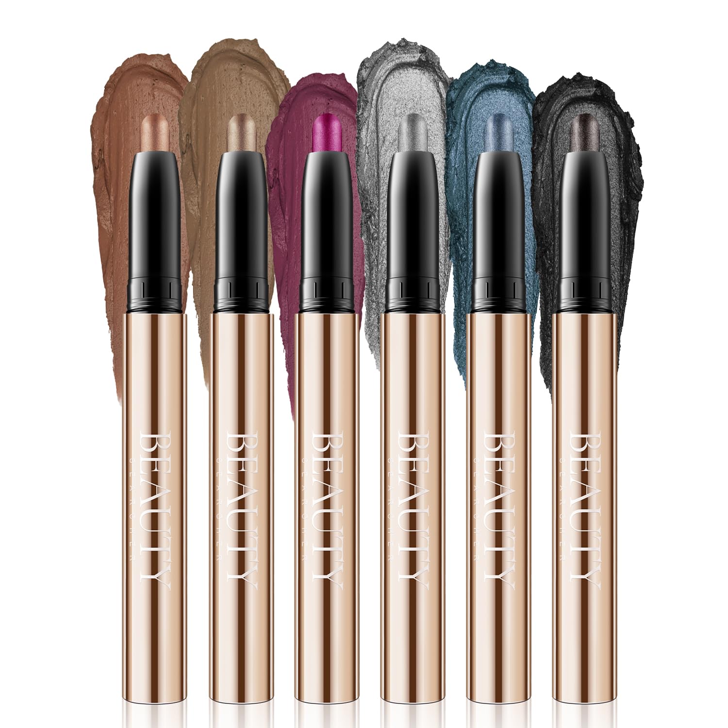 Metallic Magic Eyeshadow Pencil, Lasting Shimmer Eyeshadow Stick,Highly Pigmented Waterproof Eyeliner Pencil, Create Glitter Eye Contour Makeup,Perfect Gifts for Women Set B 06 to 12