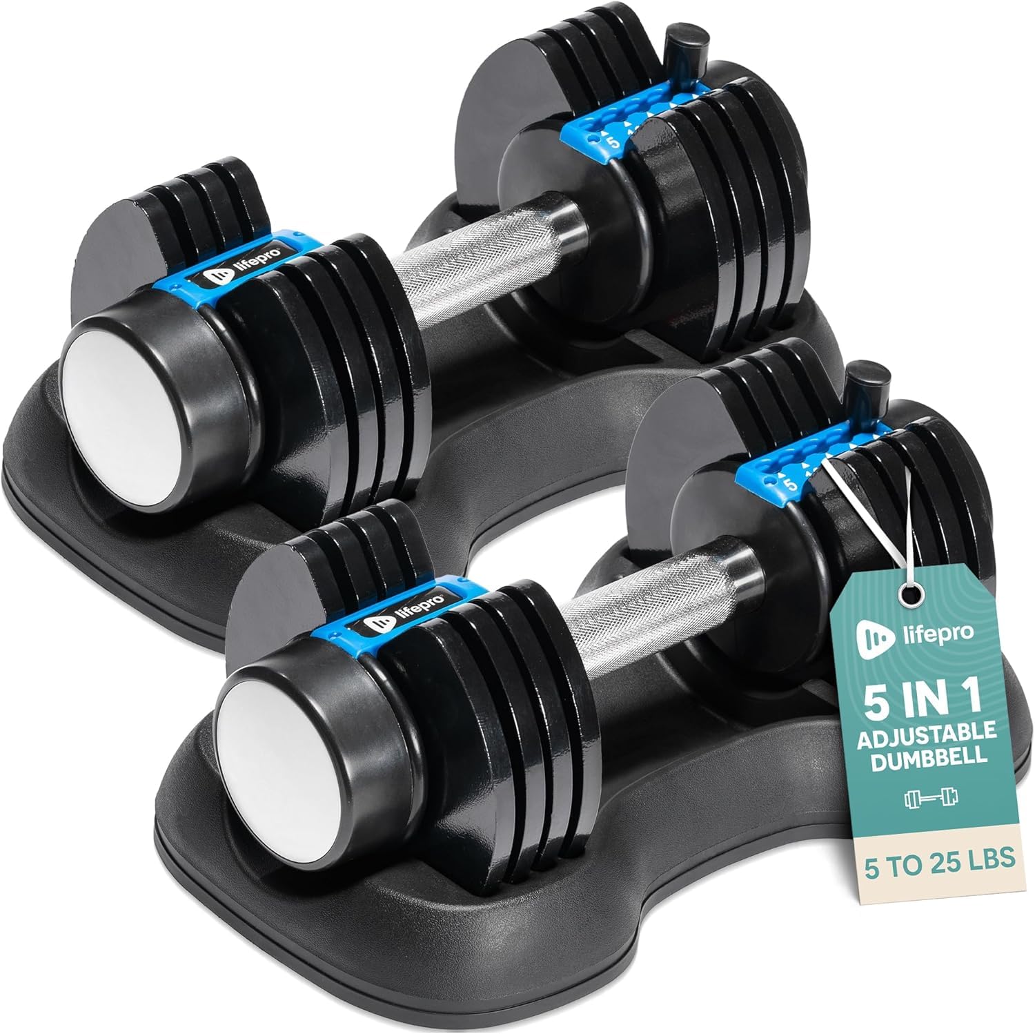 Photo 1 of Lifepro Adjustable Dumbbells Set/Single - 15lb 43lb 55lb 90lb 25 lb Dumbbell Sets with Rack - Quick Adjust, Secure Grip weights dumbbells set - Compact Hand Weights for Women/Men at Home Gym