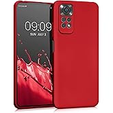 kwmobile Case Compatible with Xiaomi Redmi Note 11 / Note 11S Case -Soft TPU Back Phone Cover - with Metallic Look - Metallic Dark Red