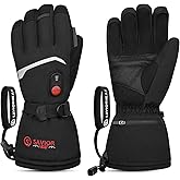 SAVIOR HEAT Upgraded Rechargeable Heated Gloves for Men & Women, 3000mAh Electric Heated Gloves with 3 Heat Levels up to 150°F, Waterproof Ski Glove for Skiing, Snowbording, Camping, Hiking
