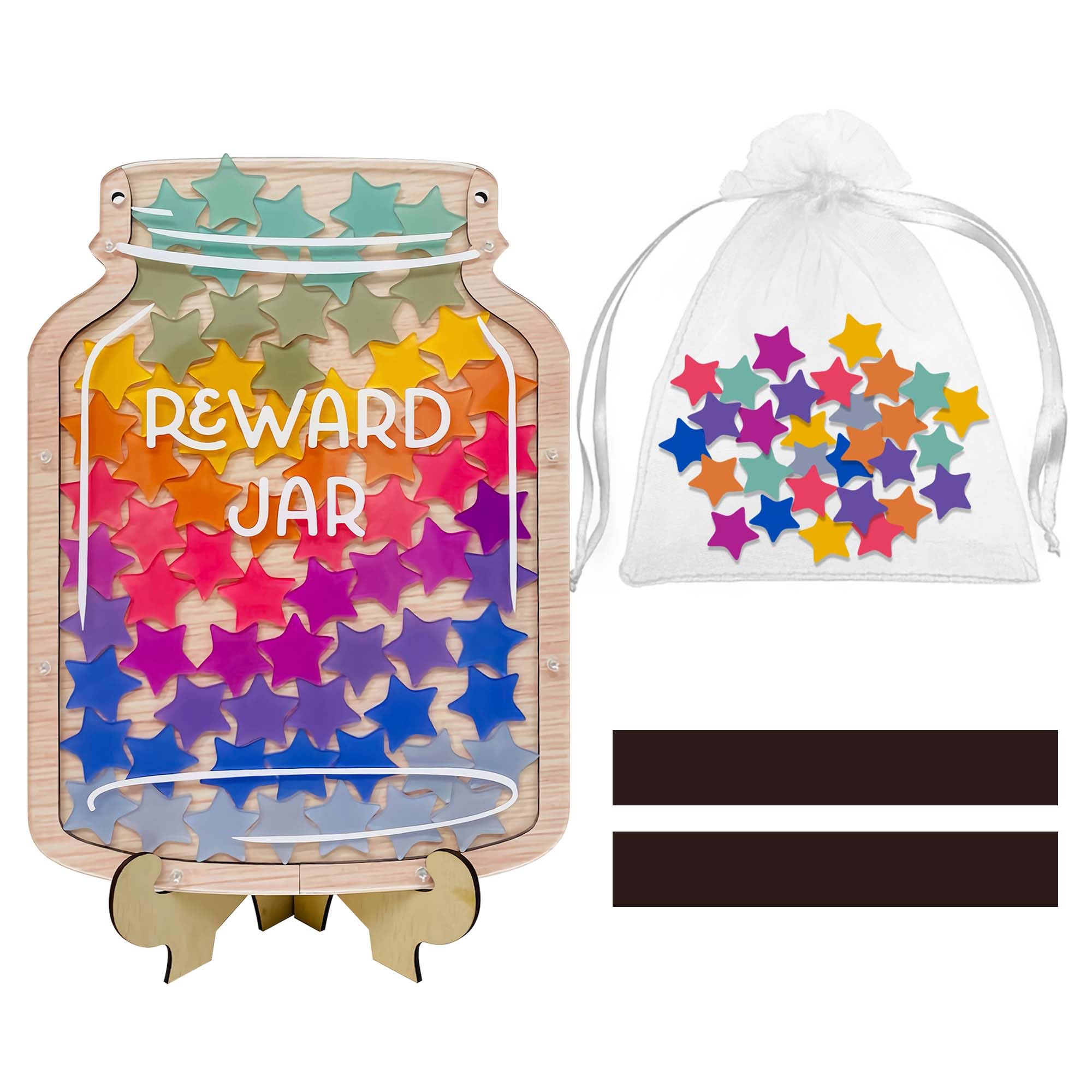 Photo 1 of 36pcs Classroom Reward Jar, 8'' Magnetic Reward Jar for Classroom Board, Incentive Reward System for Kids, Teacher's Behavior Management Tool(Rainbow Star 5''x8'')