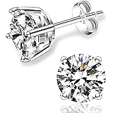 Leejory Moissanite Stud Earrings for Women Men, S925 Sterling Silver 18K White Gold Earrings Jewelry, 1-4ct D Color VVS1 Clarity Imitation Diamond Earring Gifts for Anniversary Valentine's Day