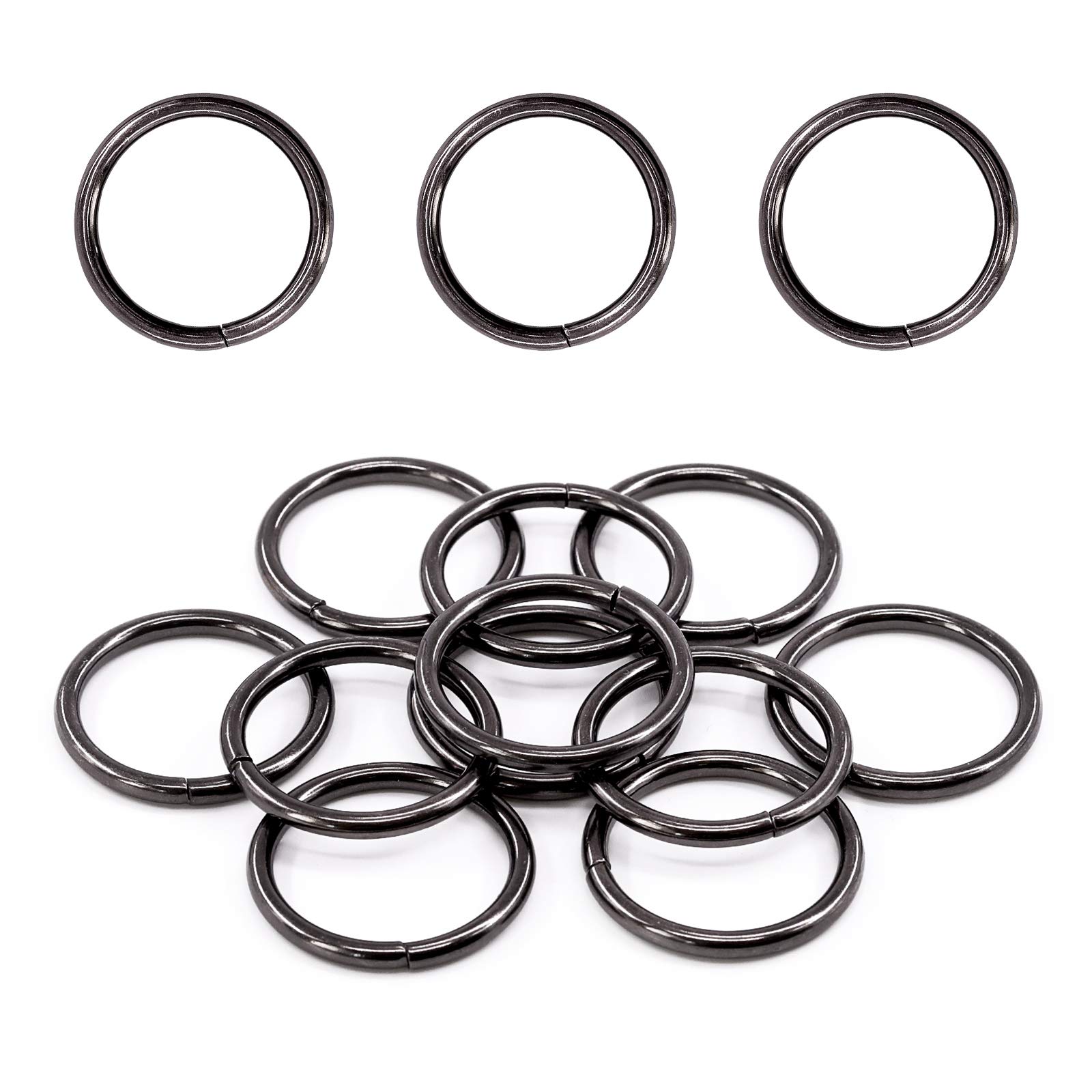 Swpeet 60Pcs Heavy Duty 5/4 Inch - 32mm Gun-Black Multi-Purpose Metal O Ring Metal Rings for Hardware Bags Ring Hand DIY Accessories