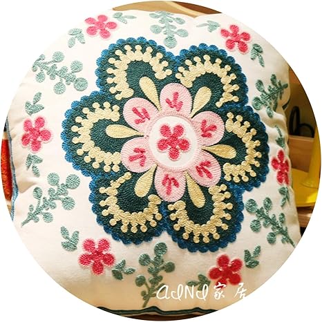 Amazon Co Jp 小さな新鮮な枕の刺繍の花北欧の布製のソファのクッション スノーベルベットブルー 45 45cm 枕カバー ホーム キッチン