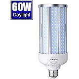 60W LED Corn Light Bulb for Indoor Large Area, E26 6000Lm 6500K Cool White,Super Bright Daylight LED Corn Bulb for Garage Barn Workshop Warehouse Factory Porch Backyard High Bay, 85V-265V