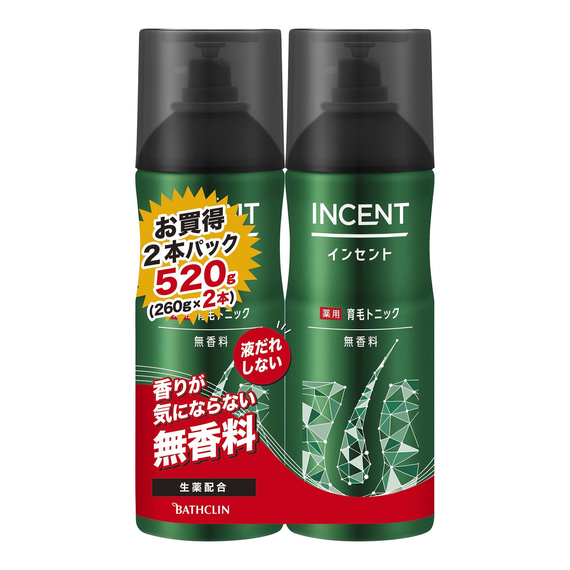 インセント薬用育毛トニック 無香料 【医薬部外品】 260g×2本 男性向け 育毛剤商品画像