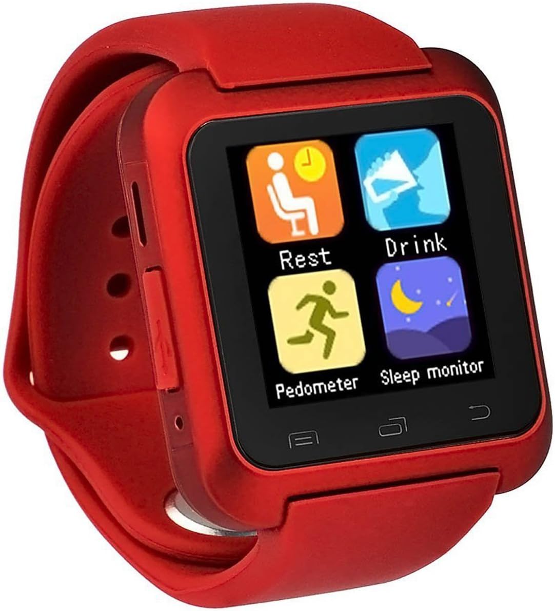 Twinbuys U80 Smartwatch for Android Smartphones Handsfree Sync Call Message Bluetooth Pedometer Fitness Tracker Sleep Monitor (MODE 2 Red)