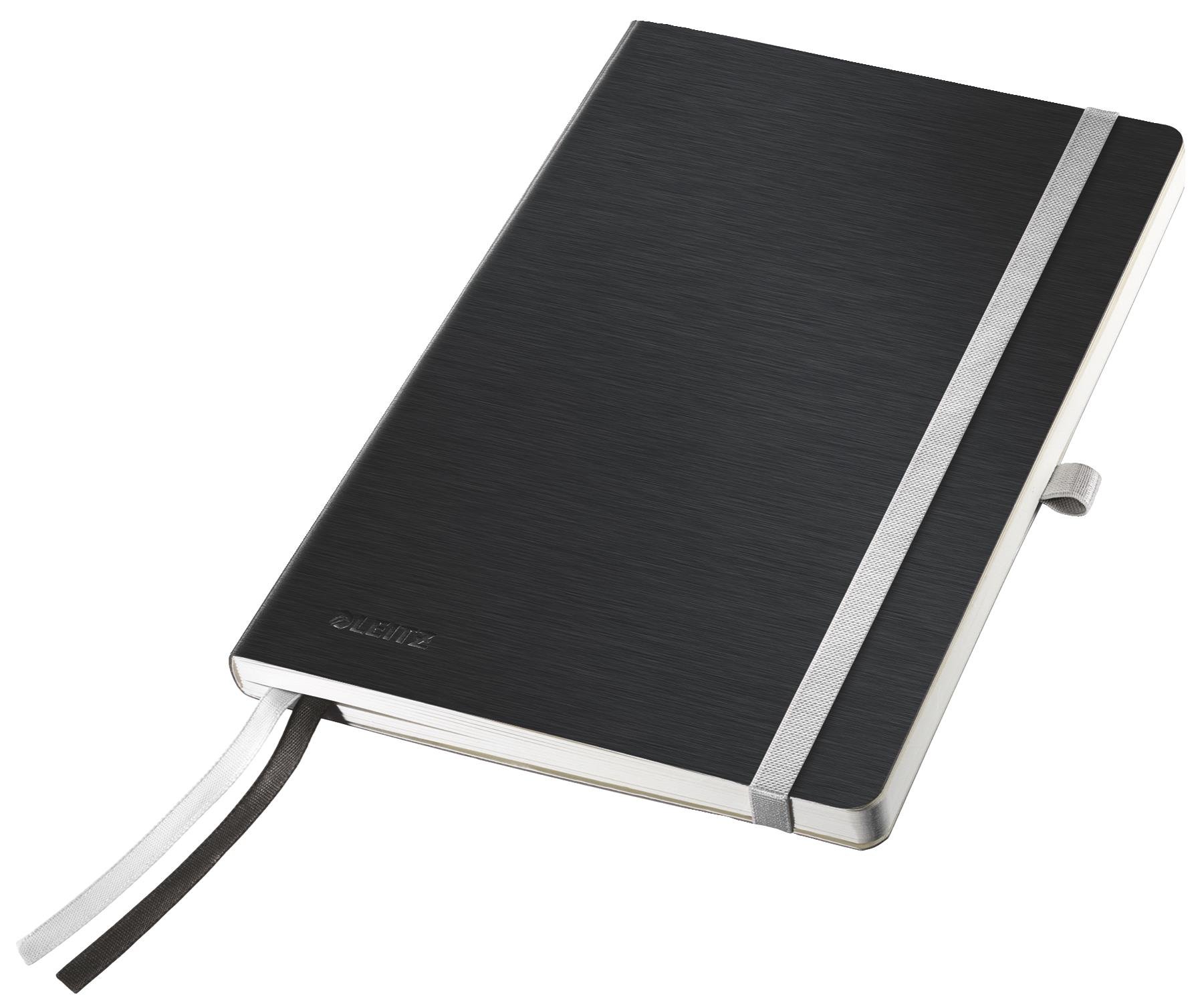 Leitz A5 Soft Cover Notebook, Satin Black (80 Sheets Ruled, with 2 Bookmarks, 100 gsm Ivory Paper, Style Range)