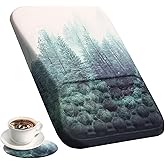Ospelelf Mousepad with Wrist Rest Ergonomic Computer Comfortable Pain Relief Mouse Pad Wrist Support Green Forest Pattern